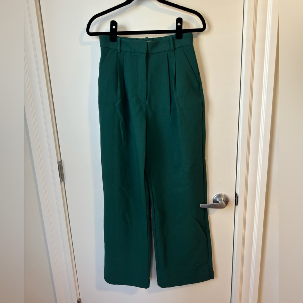 Abercrombie & Fitch Green Sloane Tailored Wide-Leg Pant